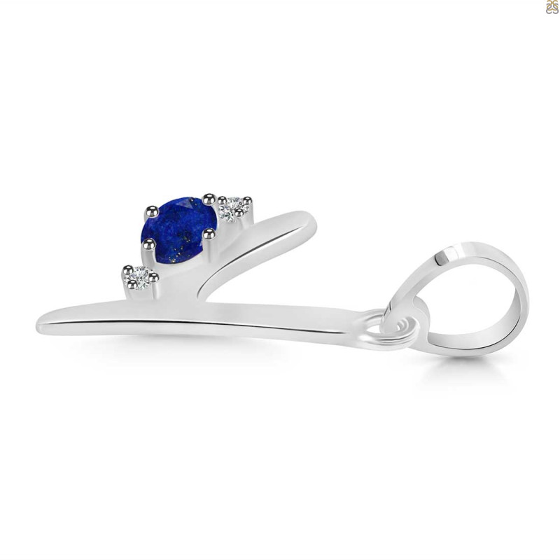 Lapis & White Topaz Alphabet Y Pendant