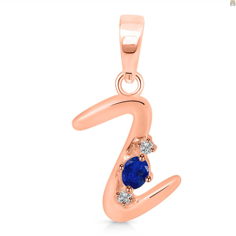 Lapis & White Topaz Alphabet Z Pendant LLP-RDA-26.