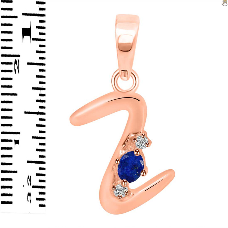 Lapis & White Topaz Alphabet Z Pendant LLP-RDA-26.