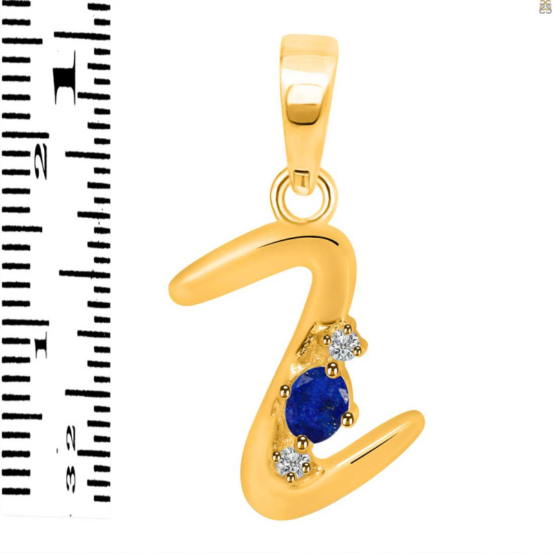 Lapis & White Topaz Alphabet Z Pendant LLP-RDA-26.