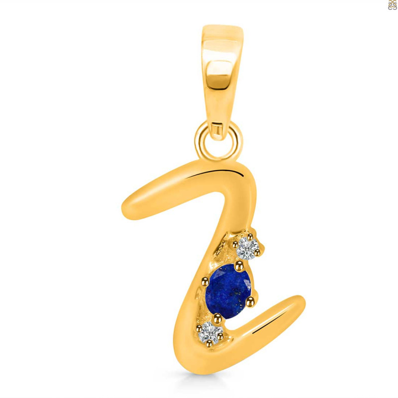 Lapis & White Topaz Alphabet Z Pendant LLP-RDA-26.