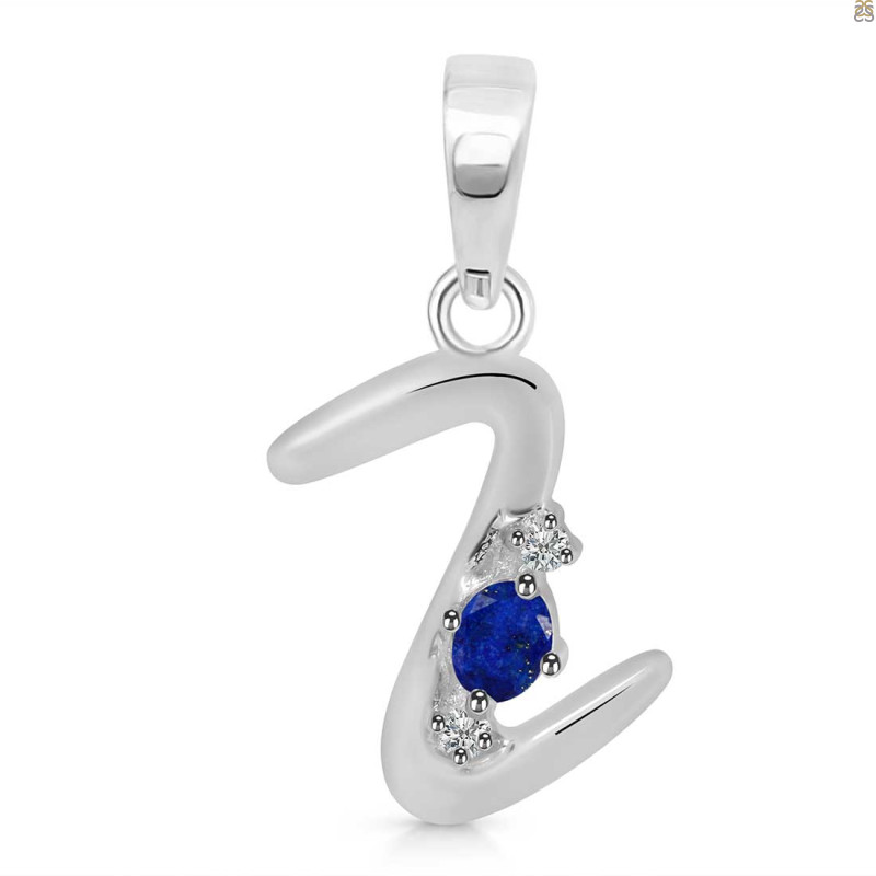 Lapis & White Topaz Alphabet Z Pendant LLP-RDA-26.