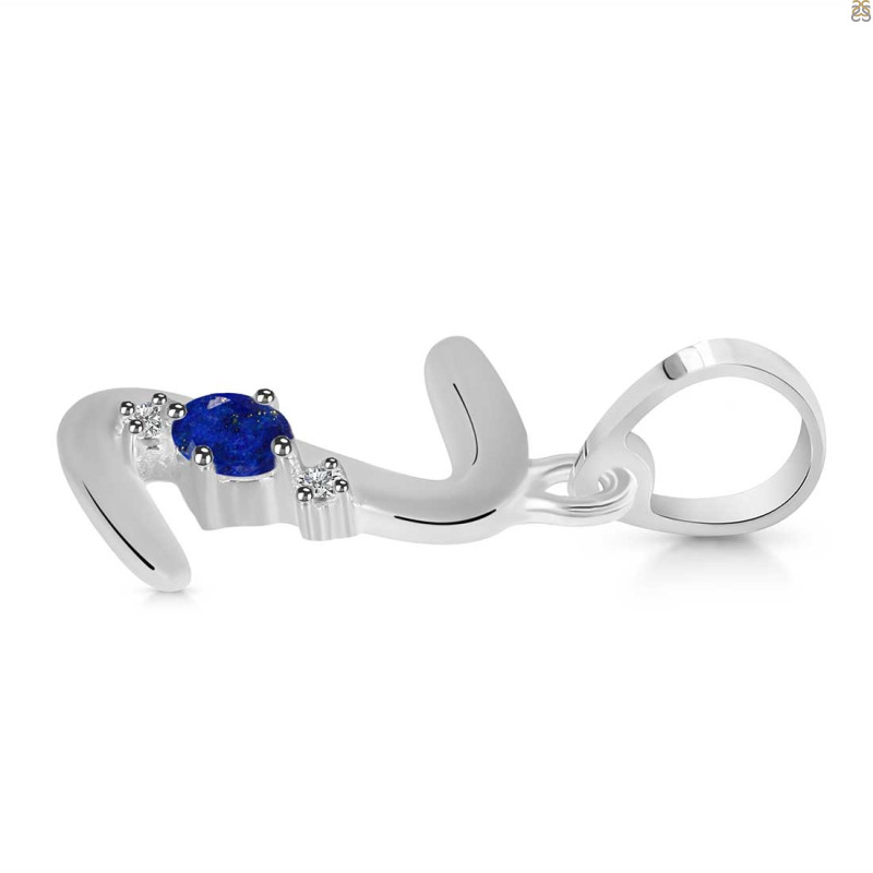 Lapis & White Topaz Alphabet Z Pendant
