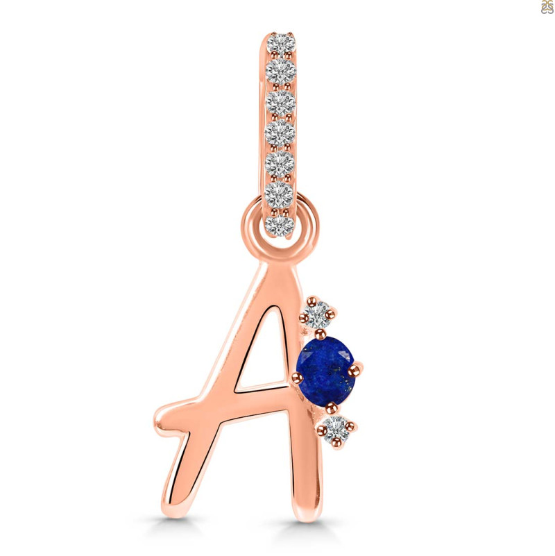 Lapis & White Topaz Alphabet A Pendant LLP-RDA-27.
