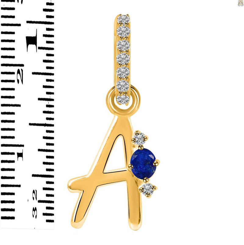 Lapis & White Topaz Alphabet A Pendant LLP-RDA-27.