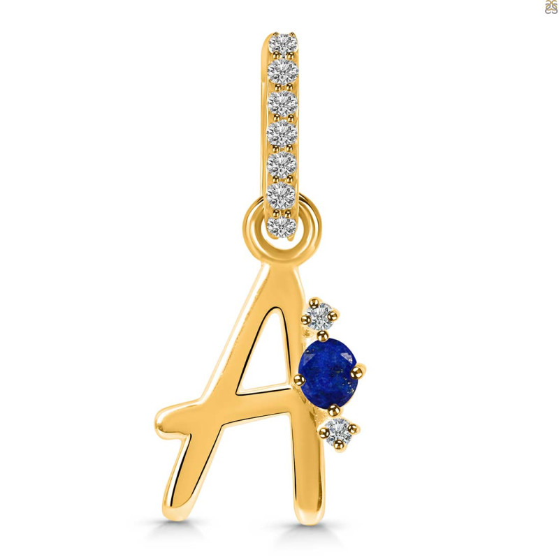 Lapis & White Topaz Alphabet A Pendant LLP-RDA-27.