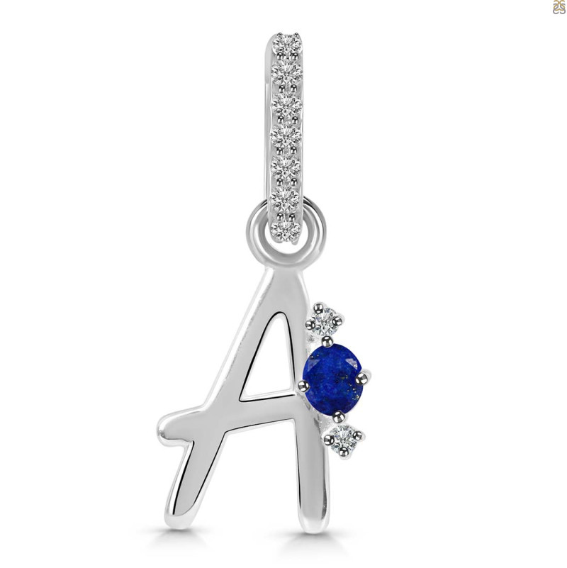 Lapis & White Topaz Alphabet A Pendant LLP-RDA-27.