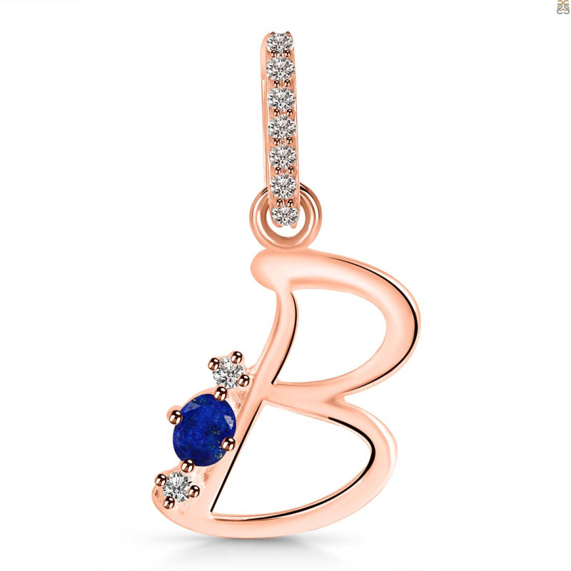 Lapis & White Topaz Alphabet B Pendant LLP-RDA-28.