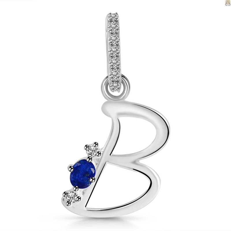 Lapis & White Topaz Alphabet B Pendant LLP-RDA-28.