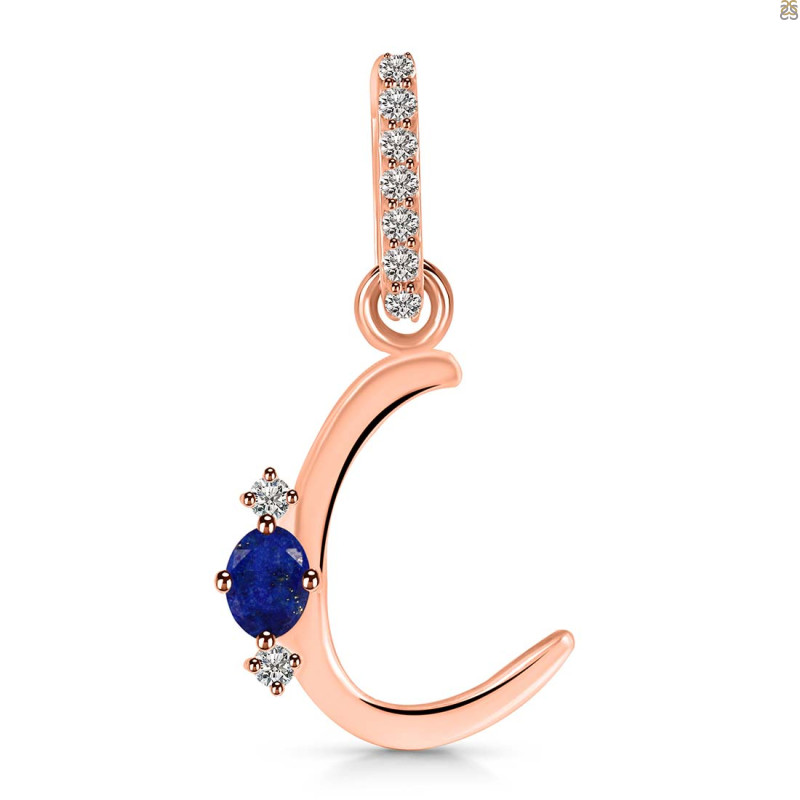 Lapis & White Topaz Alphabet C Pendant LLP-RDA-29.