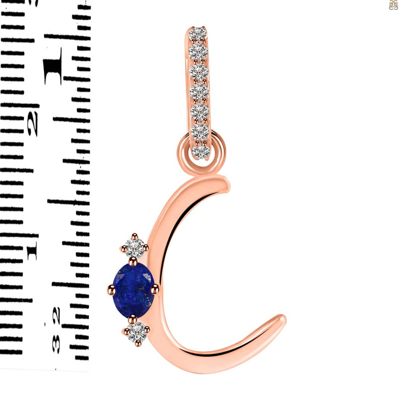 Lapis & White Topaz Alphabet C Pendant LLP-RDA-29.