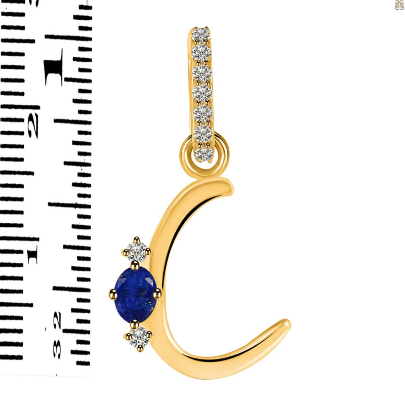 Lapis & White Topaz Alphabet C Pendant LLP-RDA-29.