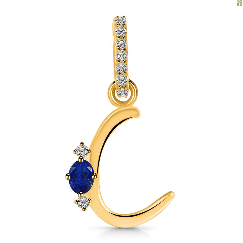 Lapis & White Topaz Alphabet C Pendant LLP-RDA-29.