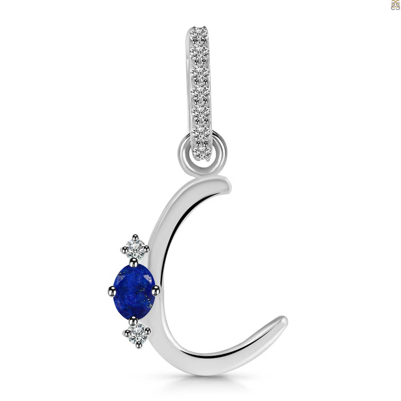 Lapis & White Topaz Alphabet C Pendant LLP-RDA-29.