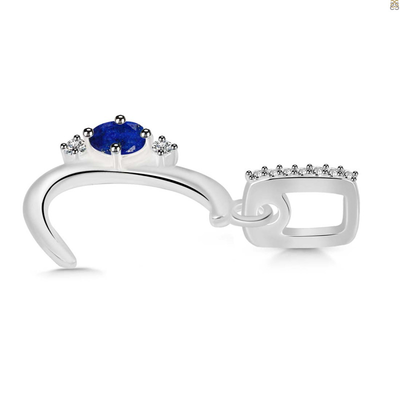 Lapis & White Topaz Alphabet C Pendant