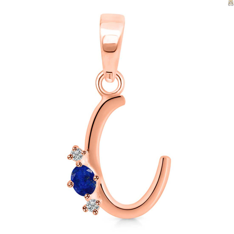 Lapis & White Topaz Alphabet C Pendant LLP-RDA-3.