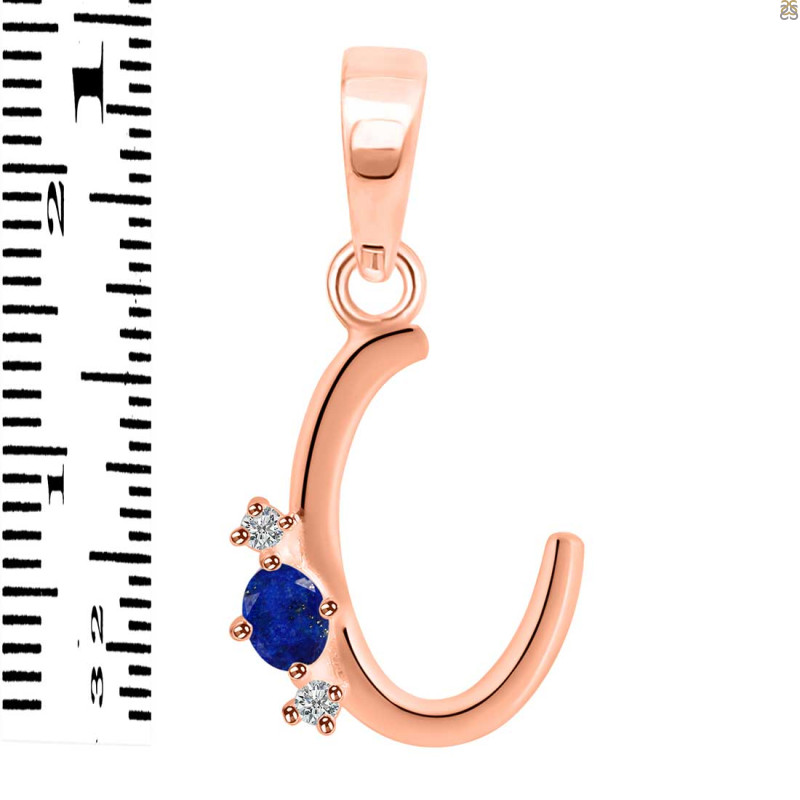 Lapis & White Topaz Alphabet C Pendant LLP-RDA-3.