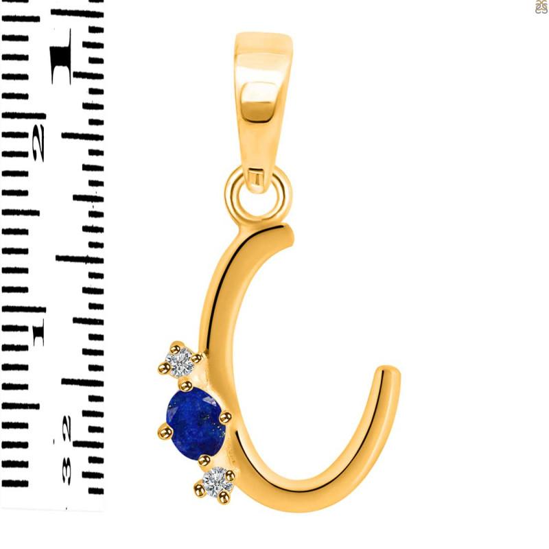 Lapis & White Topaz Alphabet C Pendant LLP-RDA-3.