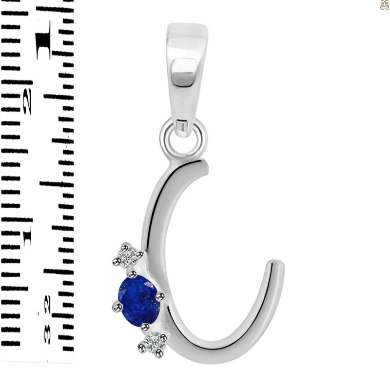 Lapis & White Topaz Alphabet C Pendant LLP-RDA-3.