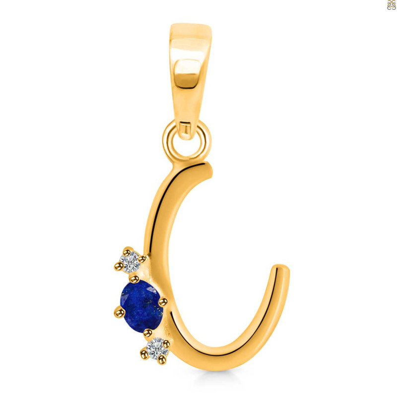 Lapis & White Topaz Alphabet C Pendant LLP-RDA-3.