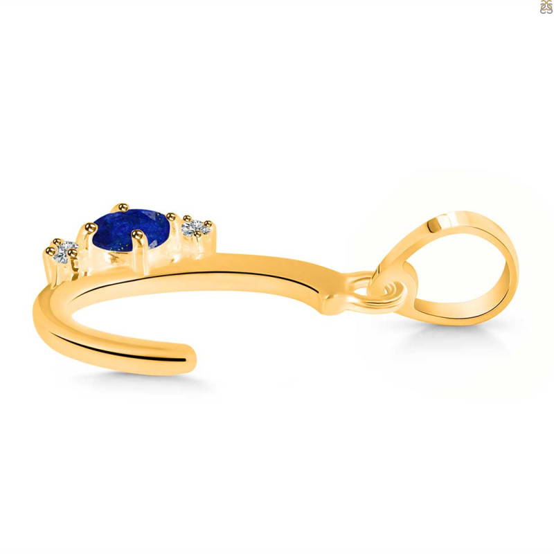 Lapis & White Topaz Alphabet C Pendant LLP-RDA-3.