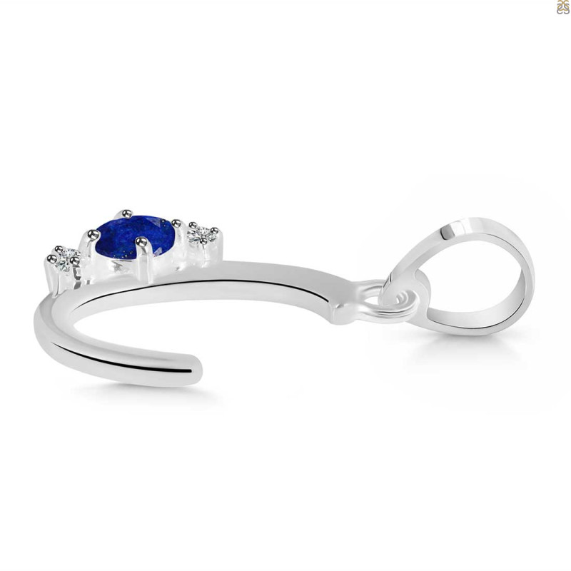 Lapis & White Topaz Alphabet C Pendant