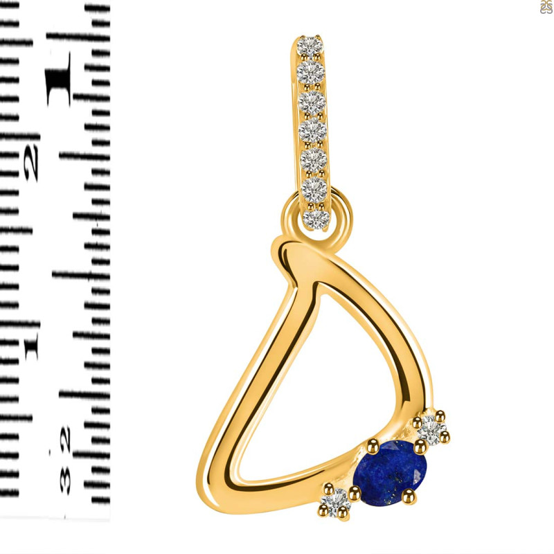 Lapis & White Topaz Alphabet D Pendant LLP-RDA-30.