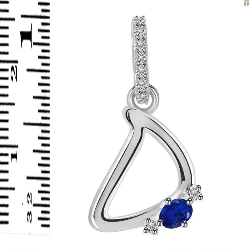 Lapis & White Topaz Alphabet D Pendant LLP-RDA-30.