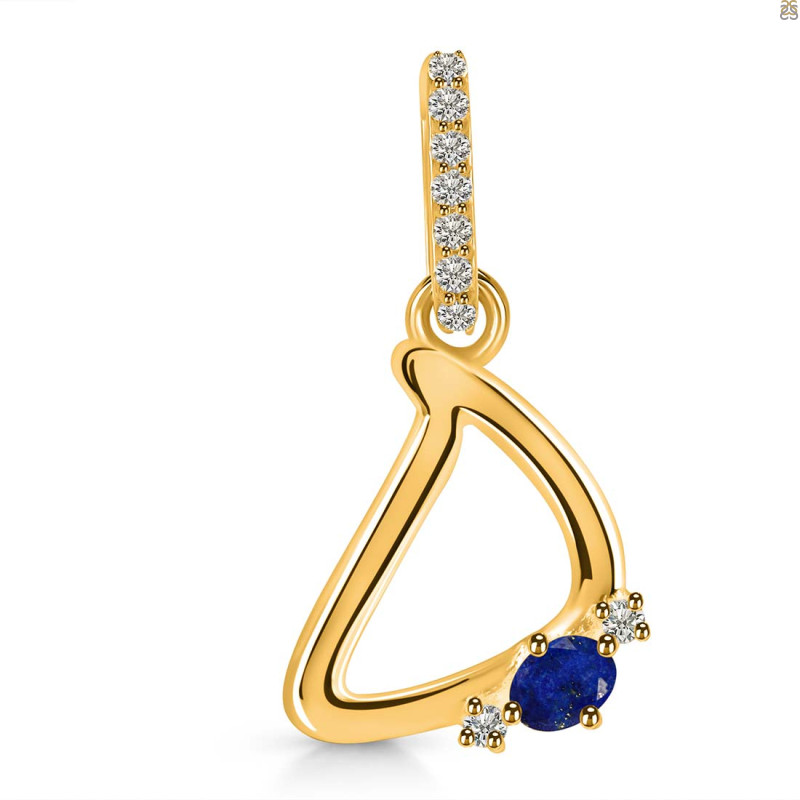 Lapis & White Topaz Alphabet D Pendant LLP-RDA-30.