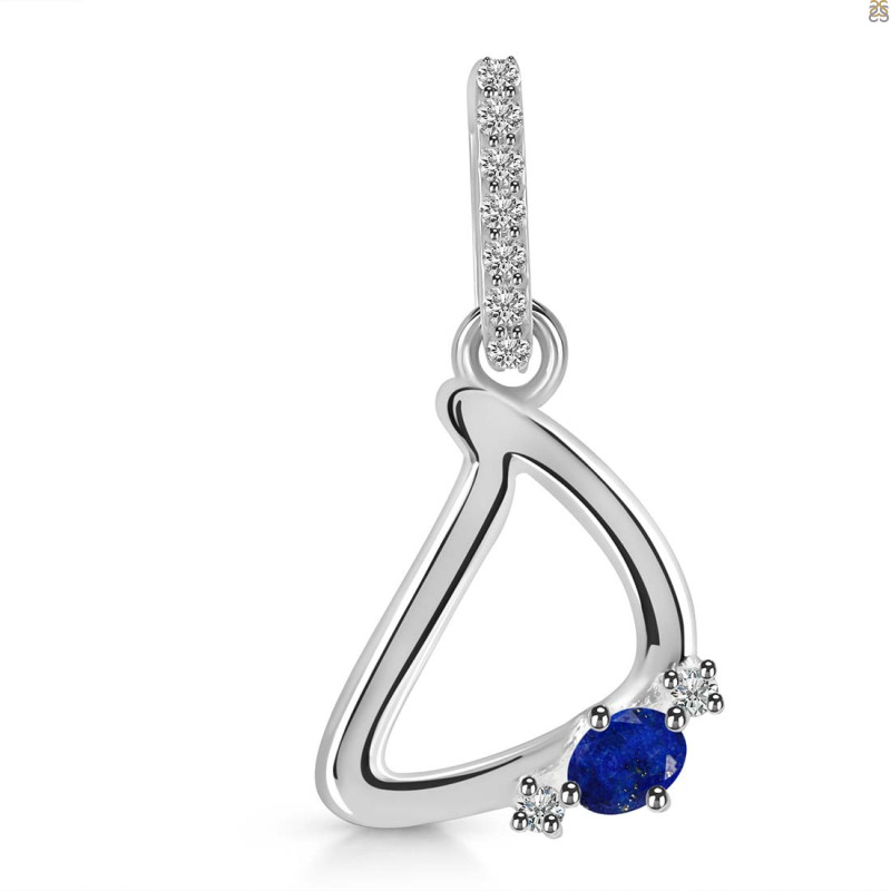 Lapis & White Topaz Alphabet D Pendant LLP-RDA-30.