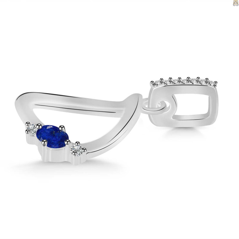 Lapis & White Topaz Alphabet D Pendant
