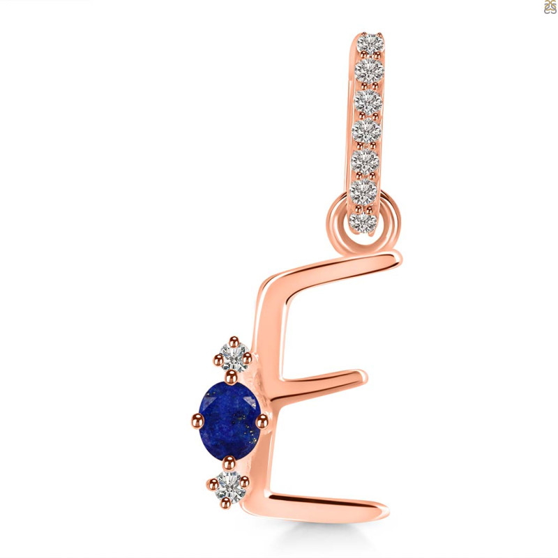 Lapis & White Topaz Alphabet E Pendant LLP-RDA-31.