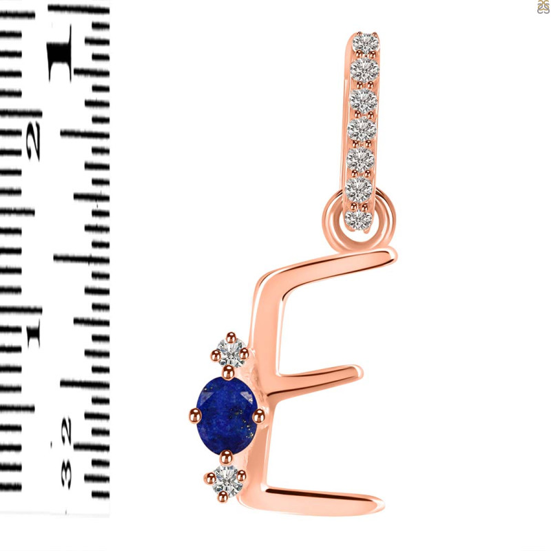Lapis & White Topaz Alphabet E Pendant LLP-RDA-31.