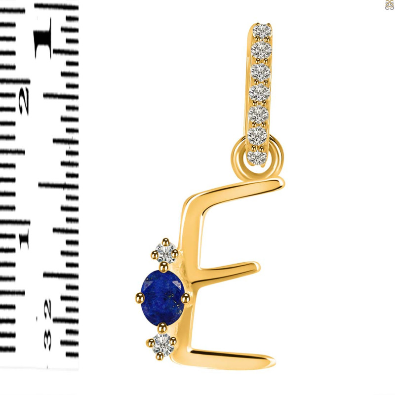 Lapis & White Topaz Alphabet E Pendant LLP-RDA-31.