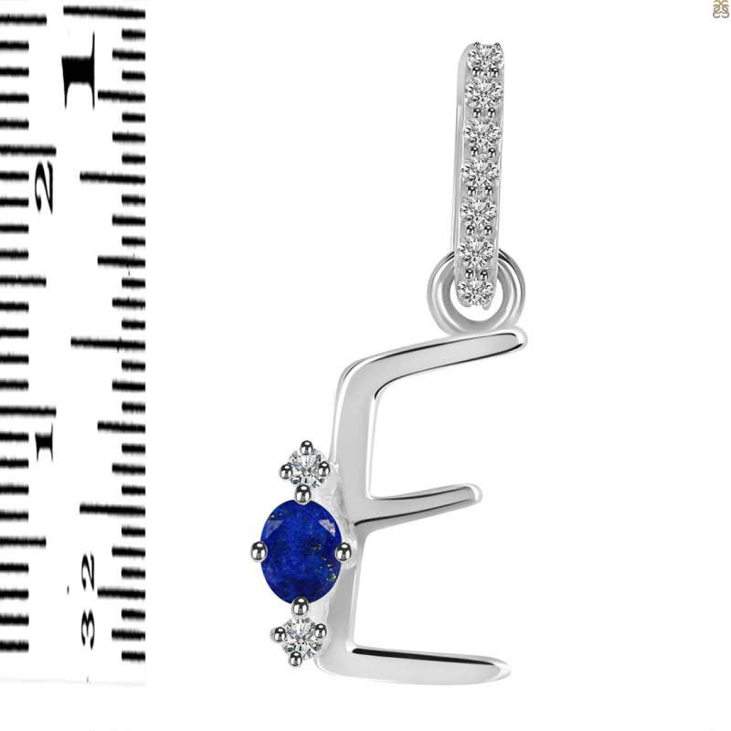 Lapis & White Topaz Alphabet E Pendant LLP-RDA-31.