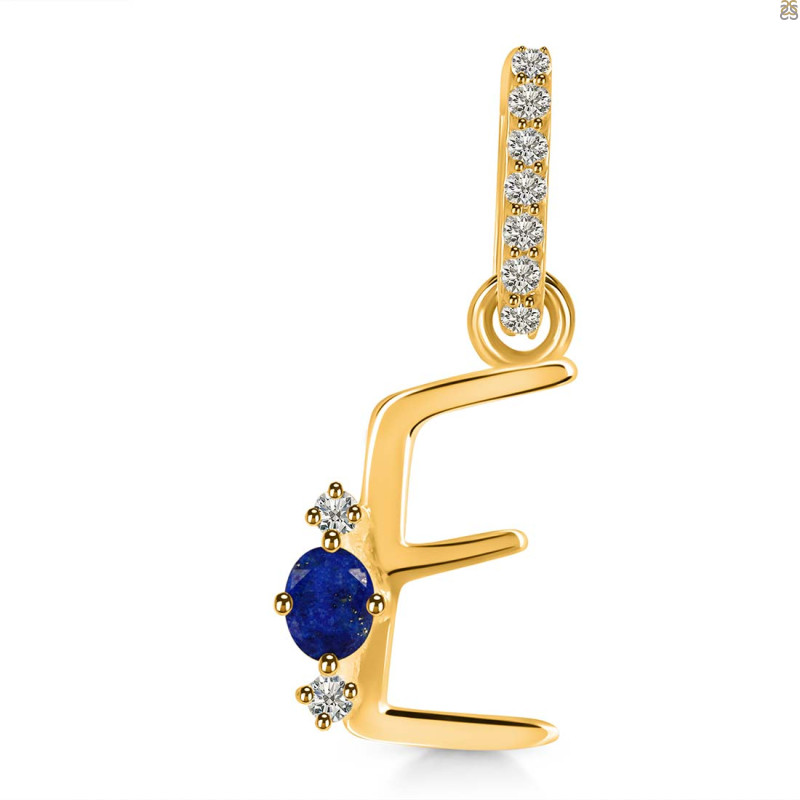 Lapis & White Topaz Alphabet E Pendant LLP-RDA-31.