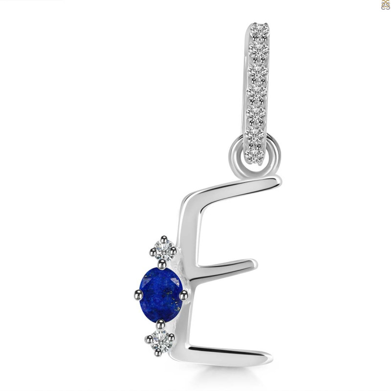 Lapis & White Topaz Alphabet E Pendant LLP-RDA-31.