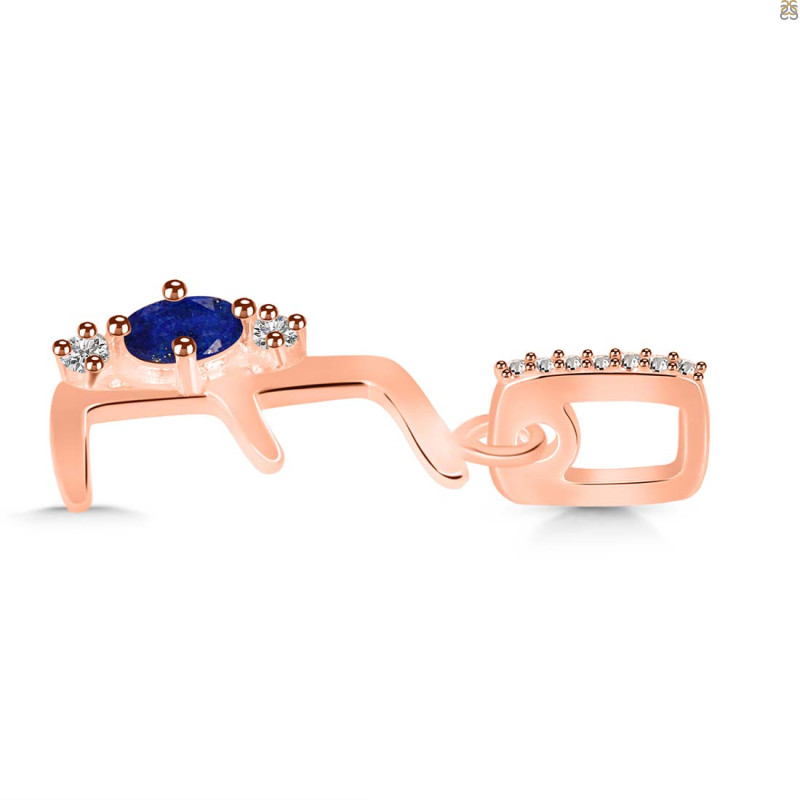 Lapis & White Topaz Alphabet E Pendant LLP-RDA-31.