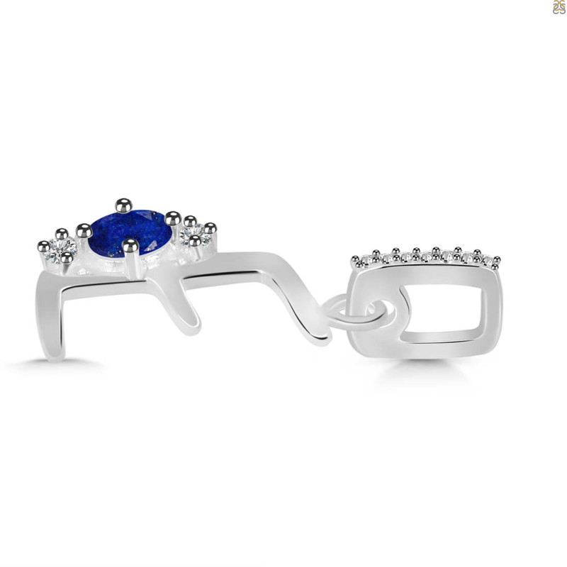 Lapis & White Topaz Alphabet E Pendant