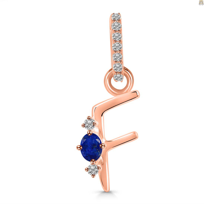 Lapis & White Topaz Alphabet F Pendant LLP-RDA-32.