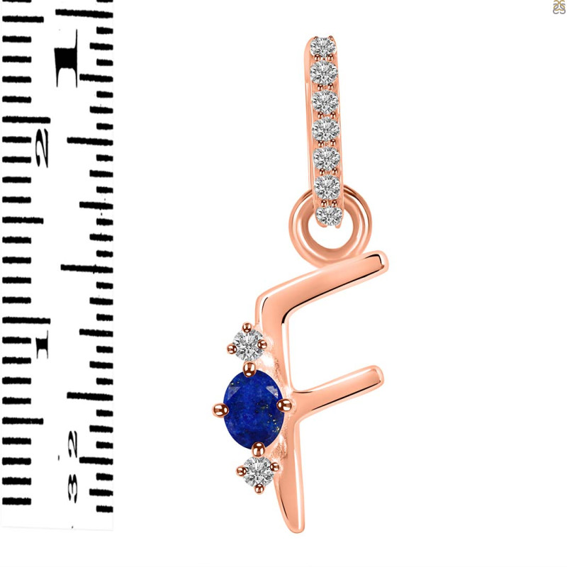 Lapis & White Topaz Alphabet F Pendant LLP-RDA-32.