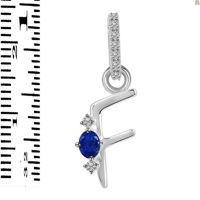 Lapis & White Topaz Alphabet F Pendant LLP-RDA-32.