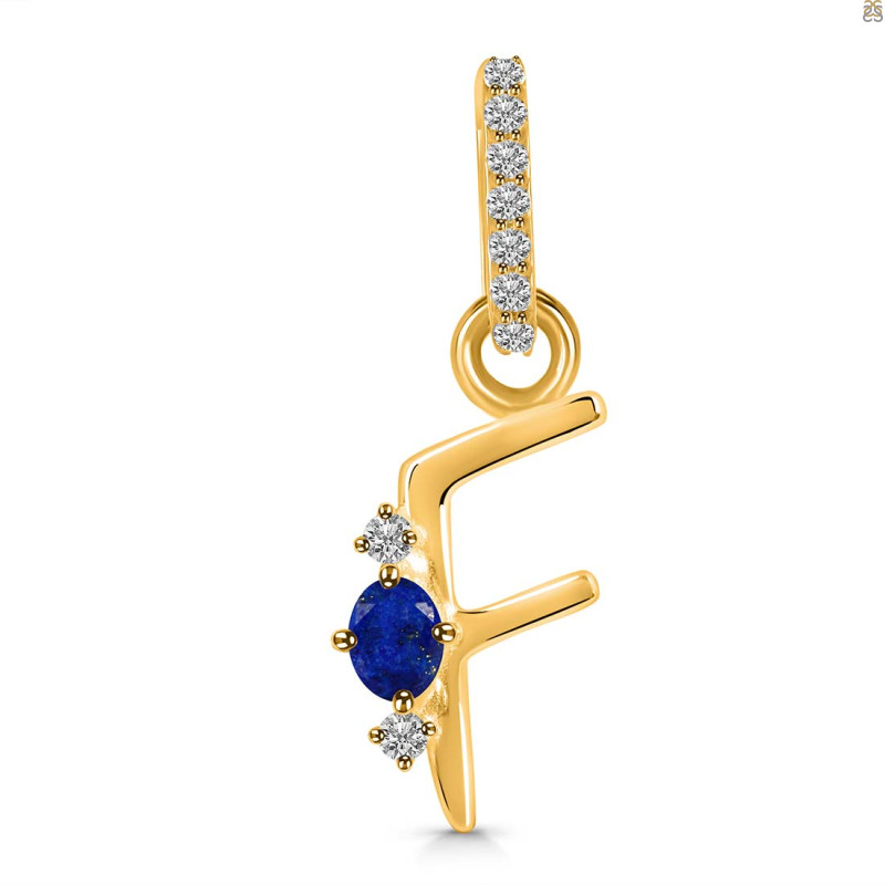 Lapis & White Topaz Alphabet F Pendant LLP-RDA-32.