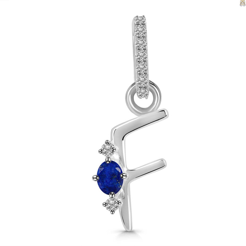 Lapis & White Topaz Alphabet F Pendant LLP-RDA-32.