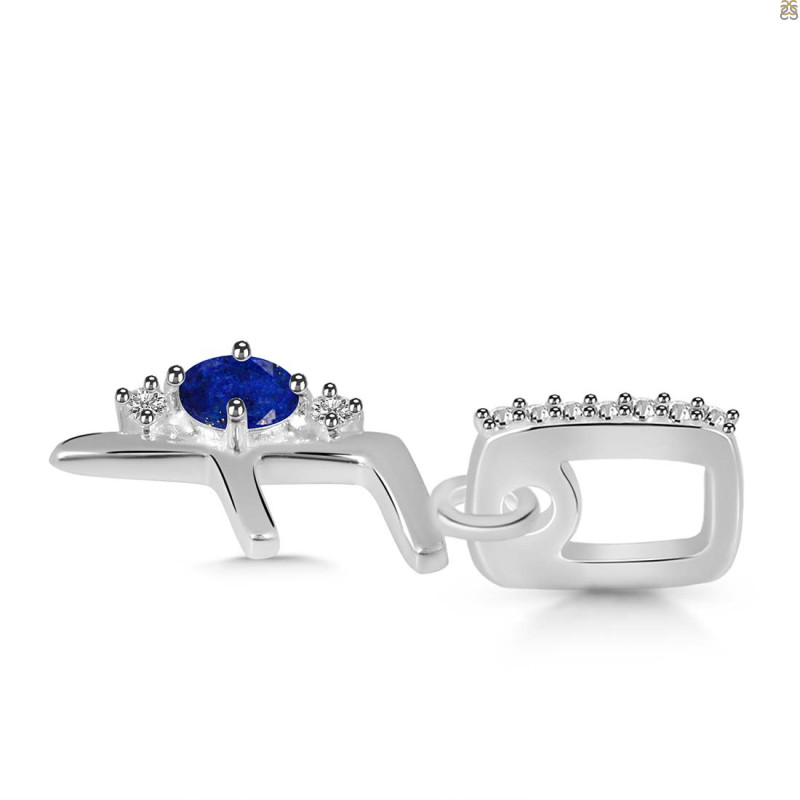 Lapis & White Topaz Alphabet F Pendant
