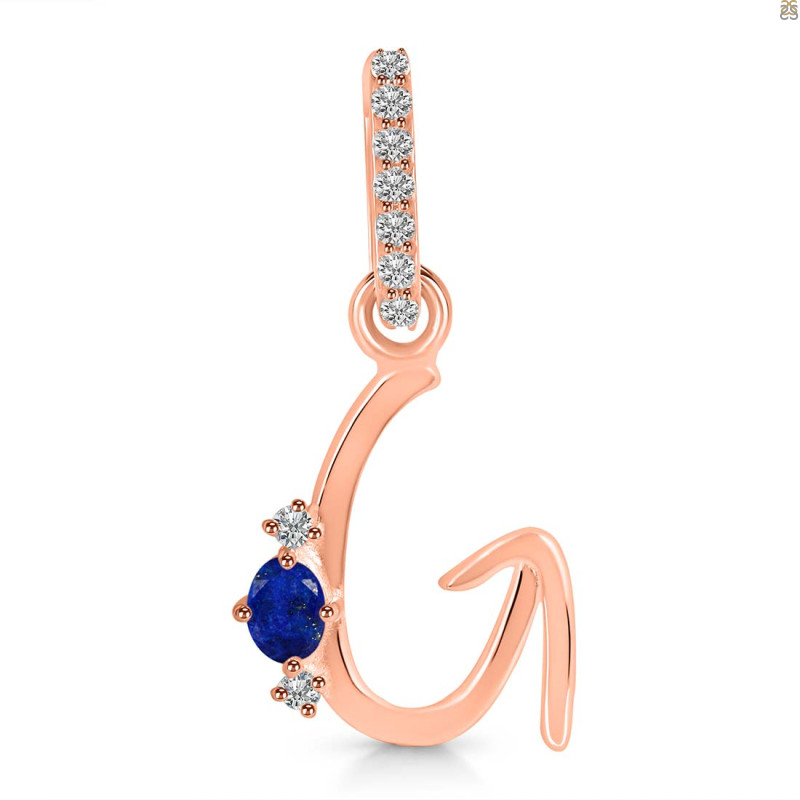 Lapis & White Topaz Alphabet G Pendant LLP-RDA-33.