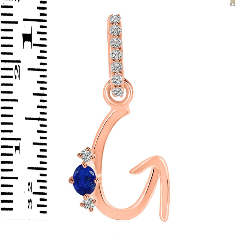 Lapis & White Topaz Alphabet G Pendant LLP-RDA-33.