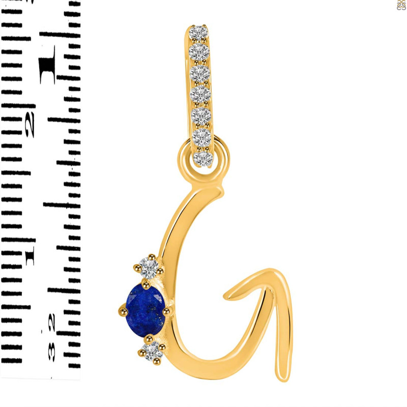 Lapis & White Topaz Alphabet G Pendant LLP-RDA-33.