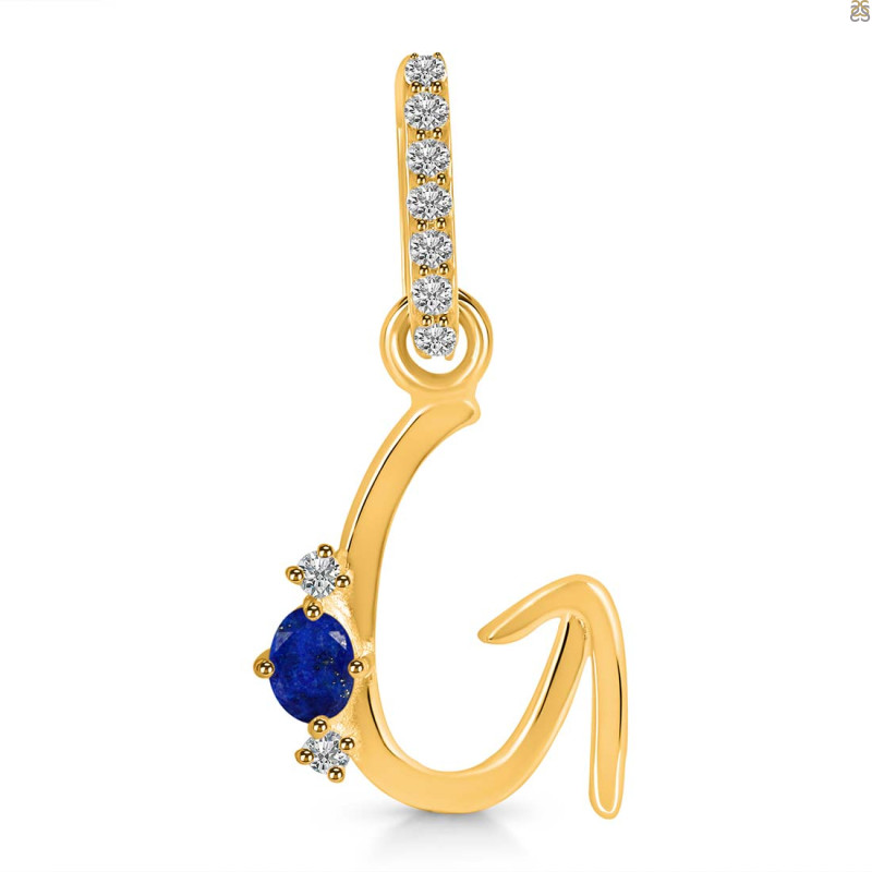 Lapis & White Topaz Alphabet G Pendant LLP-RDA-33.