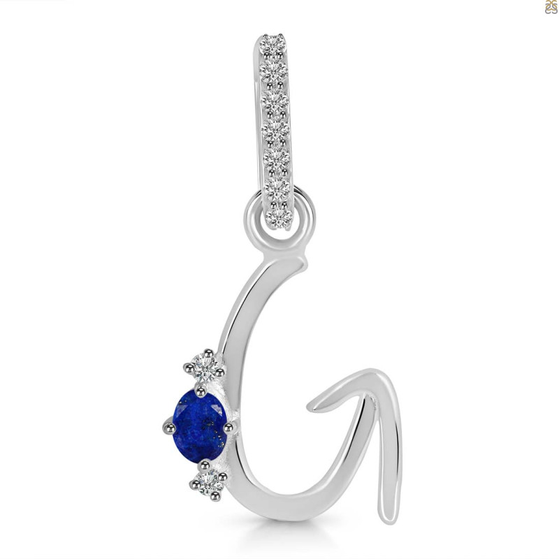 Lapis & White Topaz Alphabet G Pendant LLP-RDA-33.